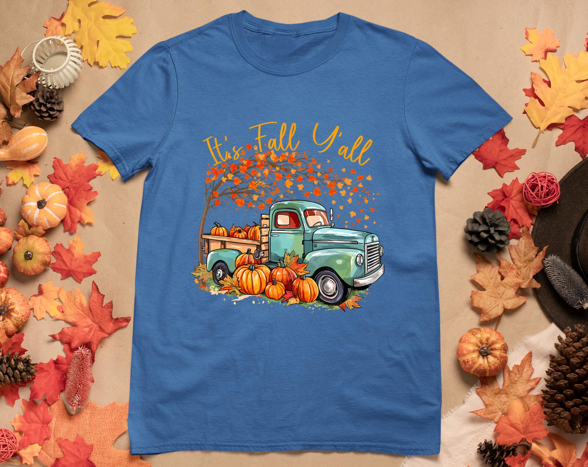 It's Fall Y'All Pumpkin Truck Autumn Tree Fall Thanksgiving T-Shirt