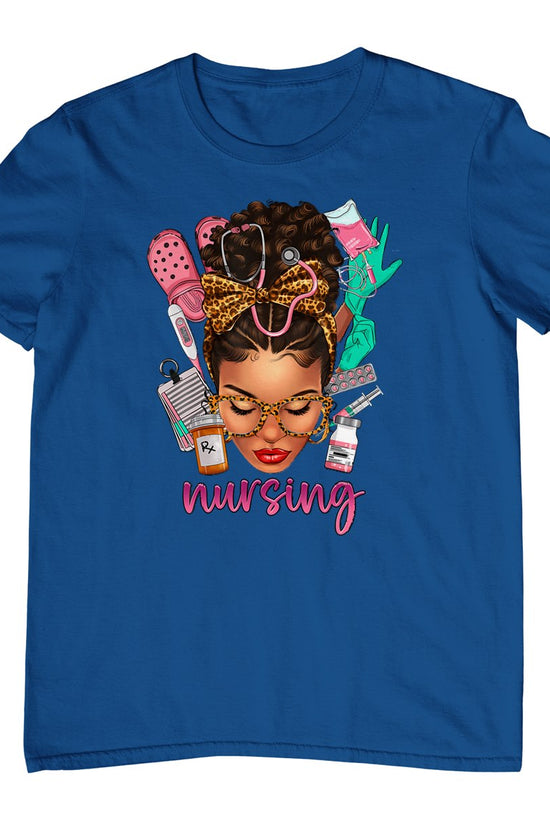 Black Melanin Nurse Black History Month Afro Hair T-Shirt