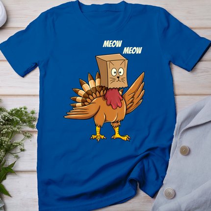 Thanksgiving Turkey Cat Meow Funny Men Women Thanksgiving T-Shirt