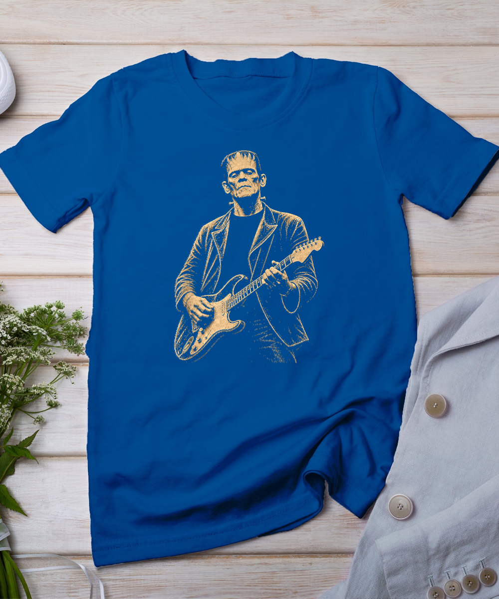 Vintage Frankenstein Playing Guitar Halloween Frankenstein T-Shirt