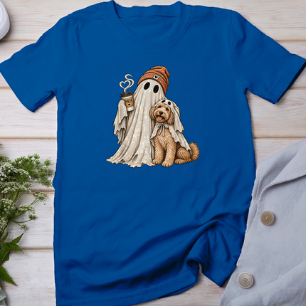 Ghost Coffee Lover Doodle Dog Halloween Costume Heart Steam T-Shirt