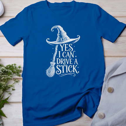 Yes I Can Drive A Stick Funny Witch Broom Retro Halloween T-Shirt