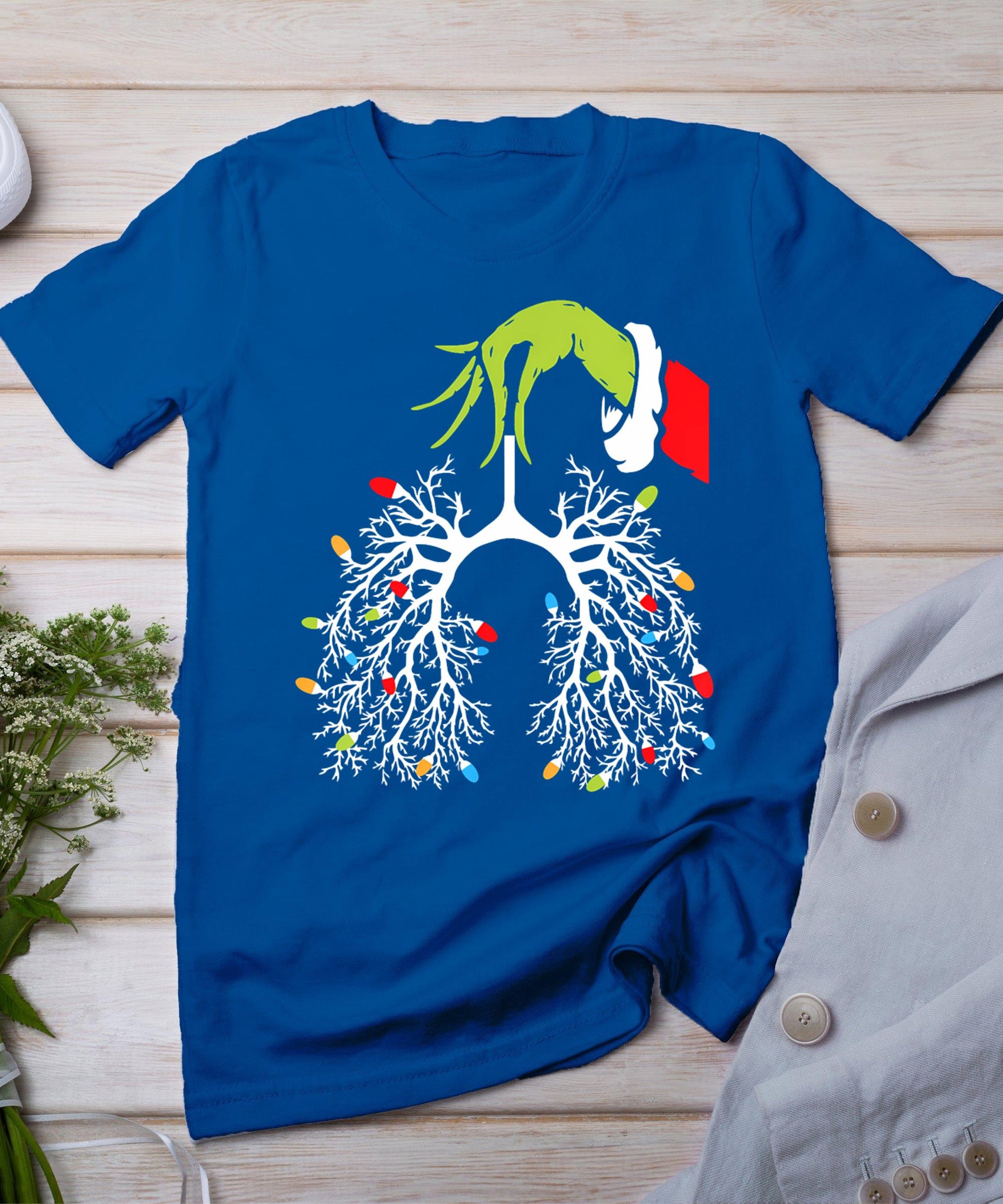 Christmas Nurse Lung Xmas Lights Funny Pulmonologist Xmas T-Shirt