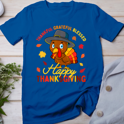 Thankful Grateful Blessed Thanksgiving Turkey Women Girls T-Shirt