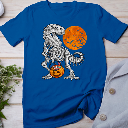 Halloween Boys Dinosaur Skeleton T Rex Scary Pumpkin Moon T-Shirt