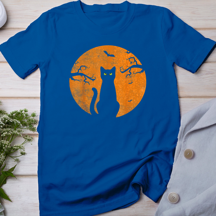 Vintage Scary Halloween Cat Costume Retro Cat Moon T-Shirt