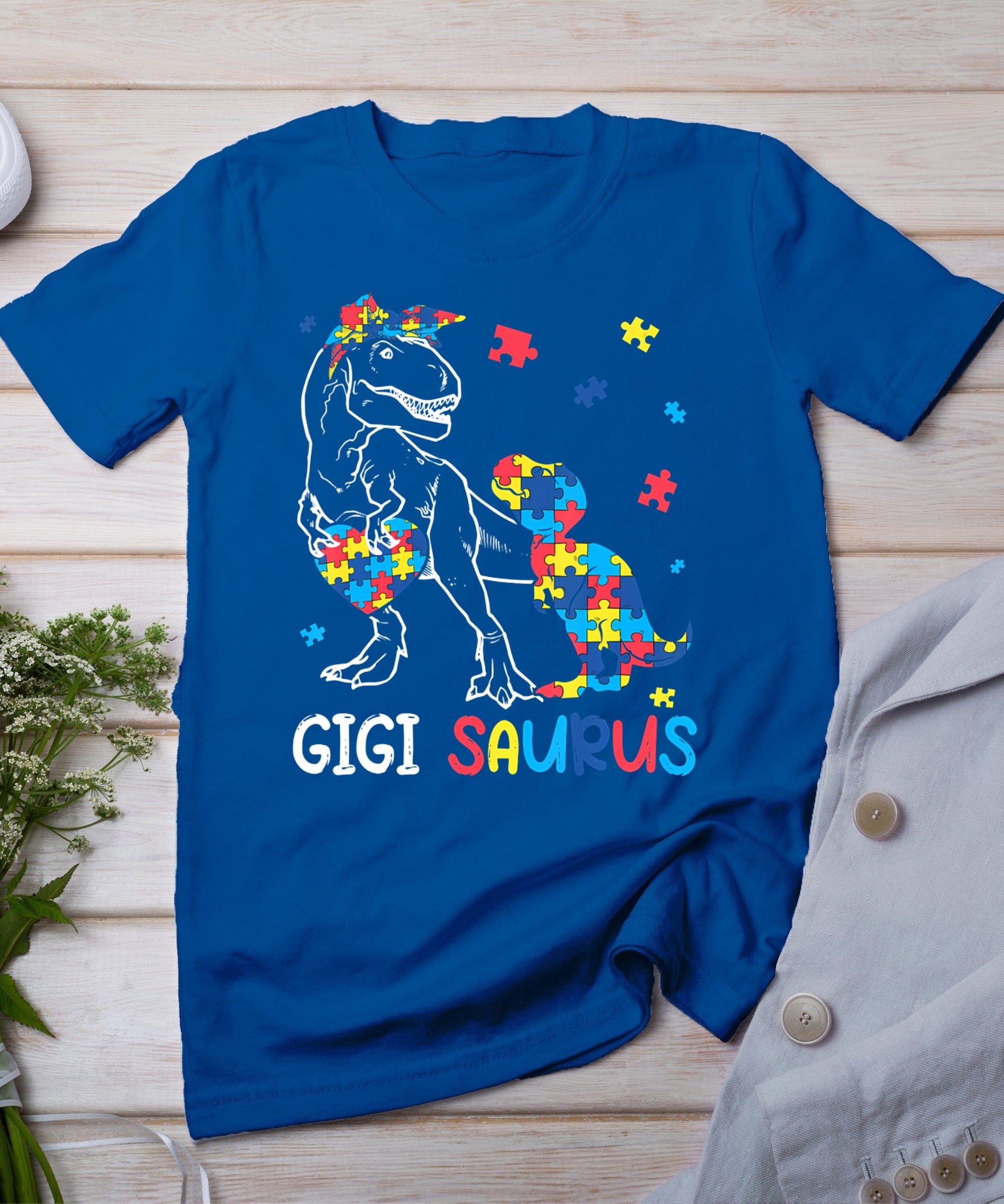 Gigi Saurus Autism Awareness Autistic Dinosaur Family T-Shirt