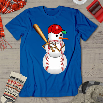 Baseball Snowman Balls Snow Christmas Xmas Gifts Men Women T-Shirt