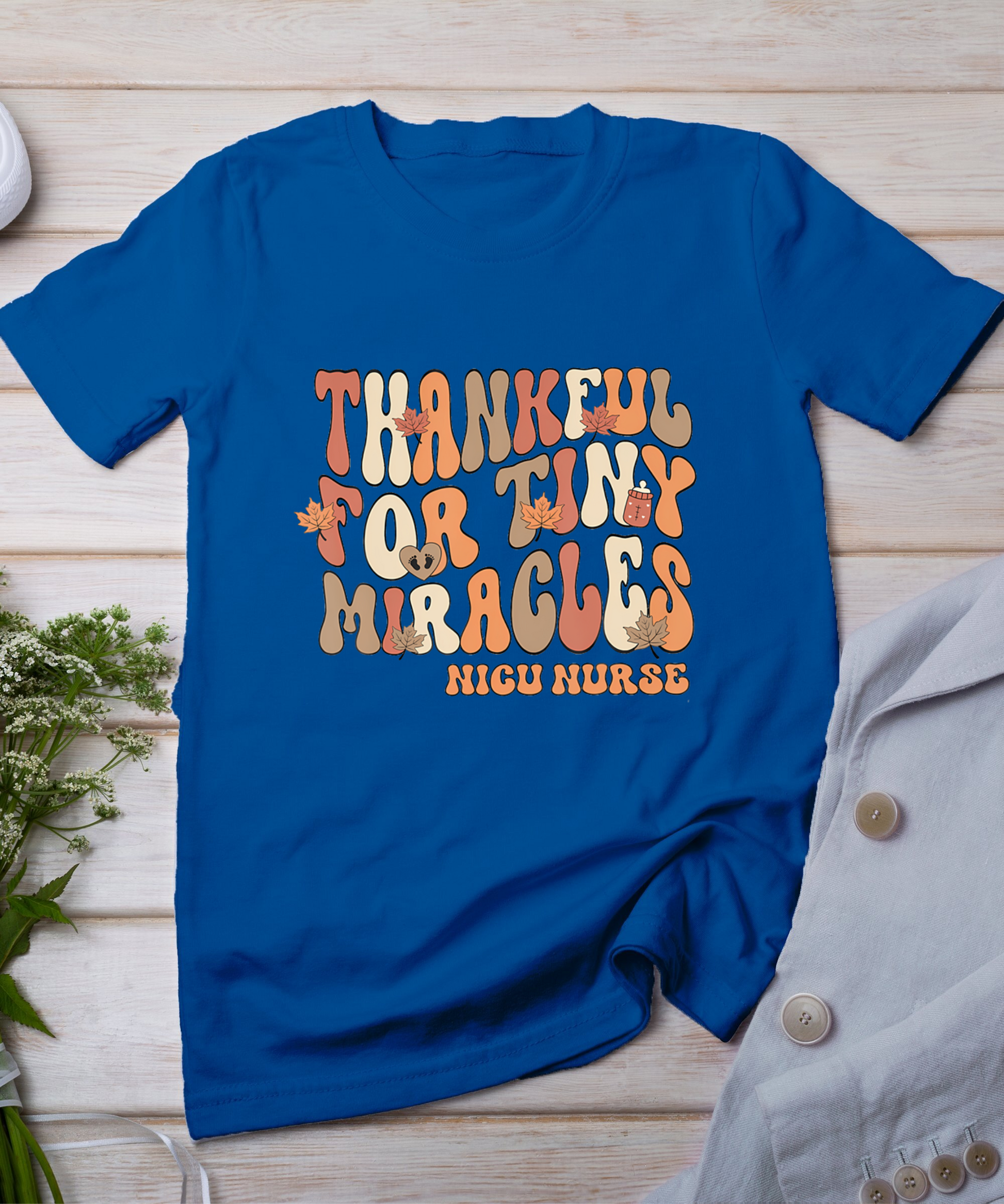 Retro Thankful For Tiny Miracles Thanksgiving Nicu Nurse T-Shirt