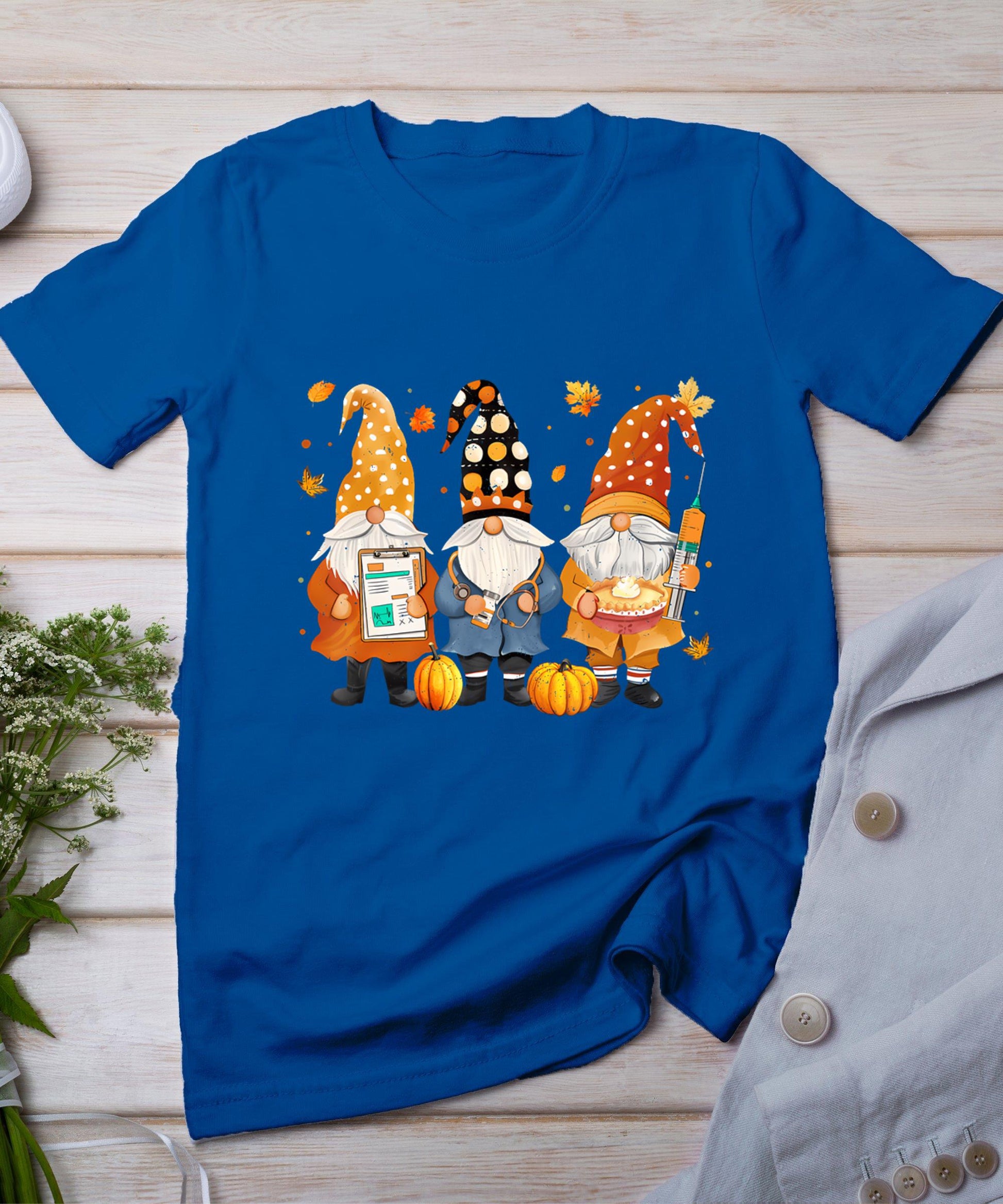 Thanksgiving Nurse Gnomes Fall Scrub Top Autumn Women Girl T-Shirt