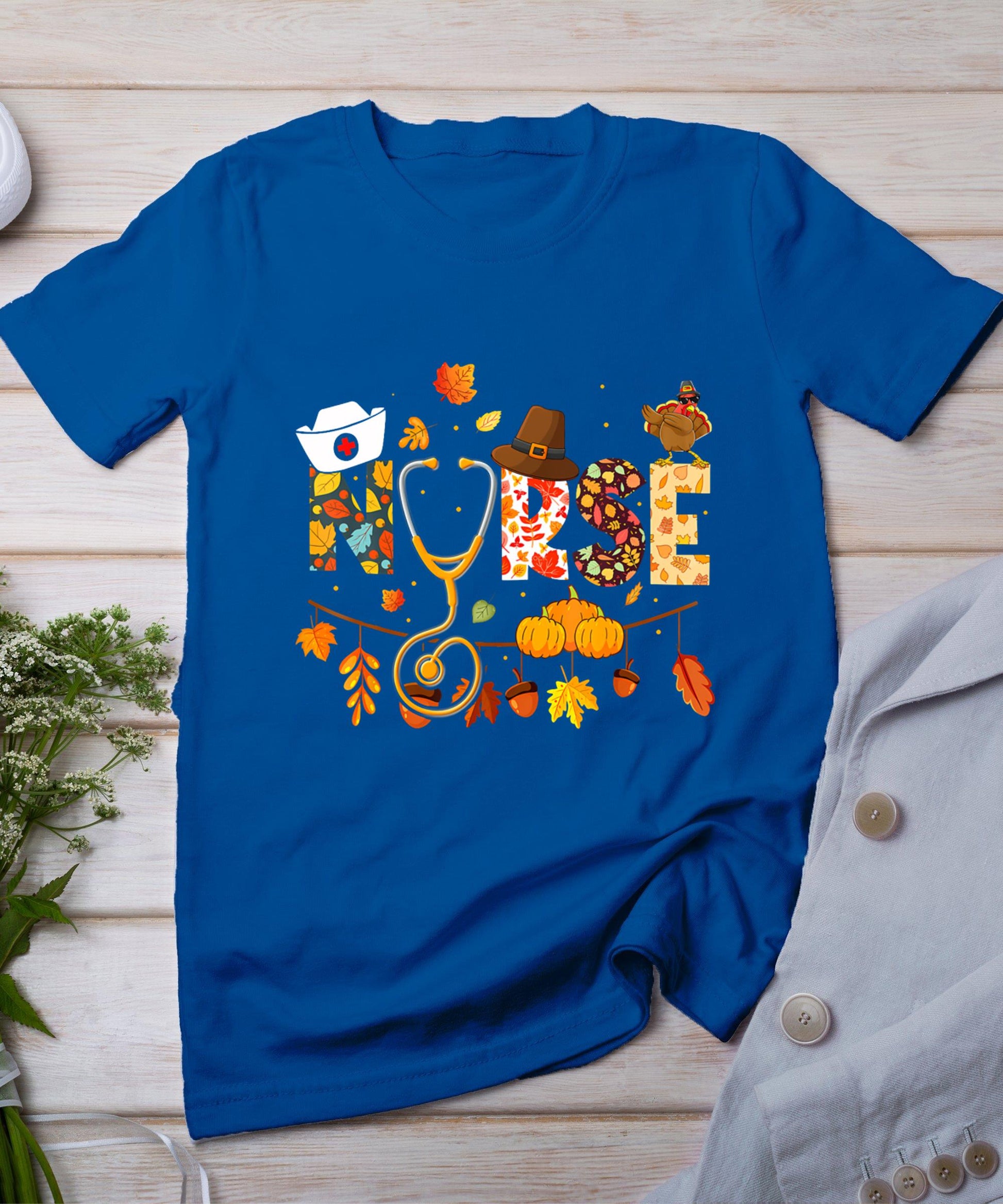 Nurse Thanksgiving Shirt Health Worker Nursing Fall Turkey T-Shirt