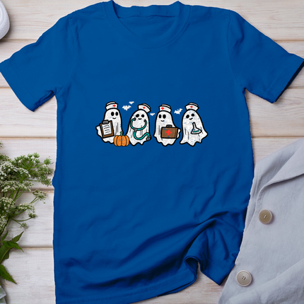 Ghost Nurses Halloween Crew Funny Costume Scrub Top Women T-Shirt