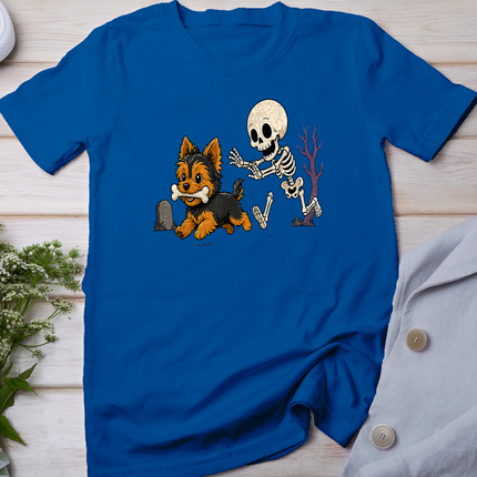 Funny Yorkie Skeleton and Halloween T-Shirt
