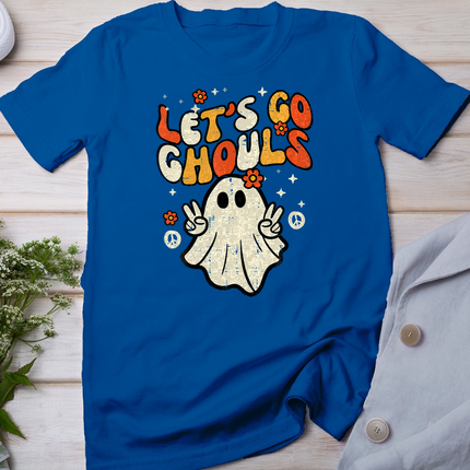 Halloween Lets Go Ghouls Ghost Retro Costume Women Girl Kids T-Shirt