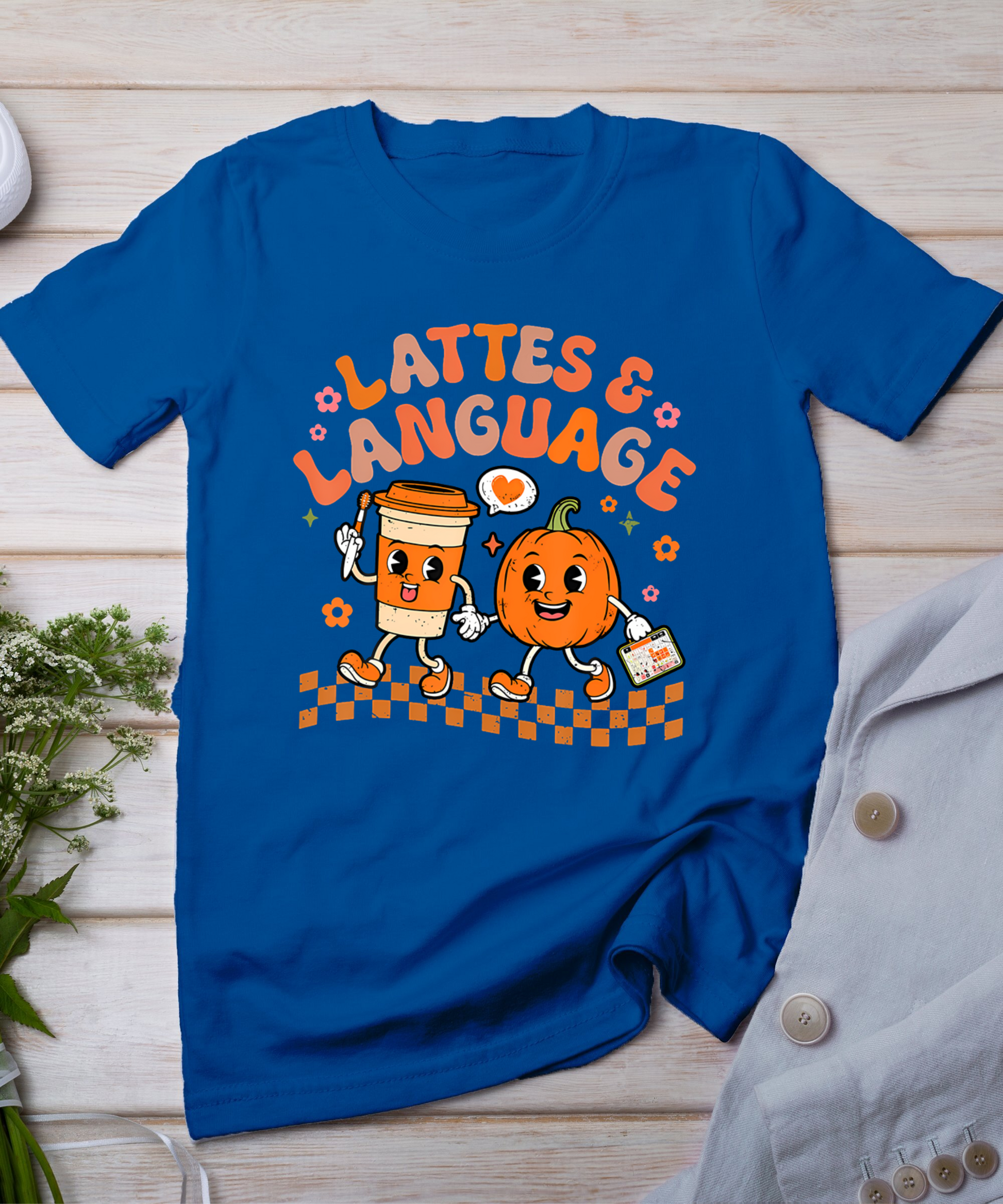 Groovy Speech Therapy Autumn Pumpkin Lattes And Language T-Shirt