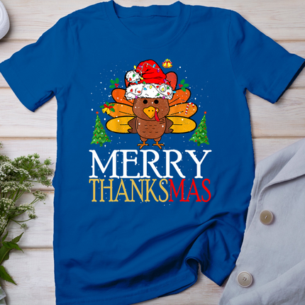 Merry Thanksmas Happy Thanksgiving Santa Turkey T-Shirt