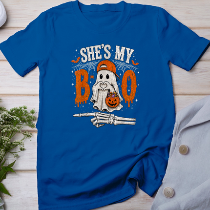 She's My Boo Cute Ghost Halloween Matching Couple T-Shirt