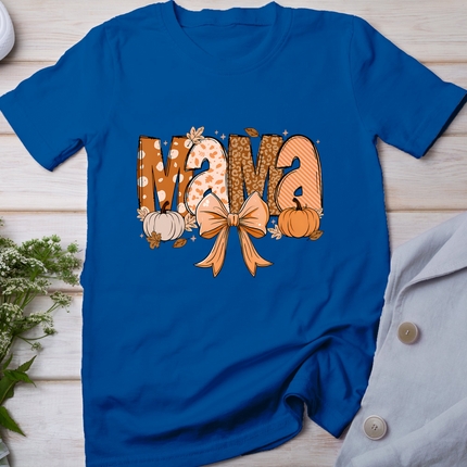 Retro Mama Coquette Bows Leopard Mom Fall Thanksgiving Women T-Shirt