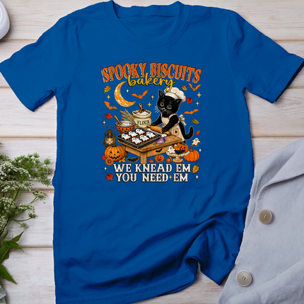 Funny Spooky Biscuits Bakery Black Cat Halloween Pumpkin Kid T-Shirt