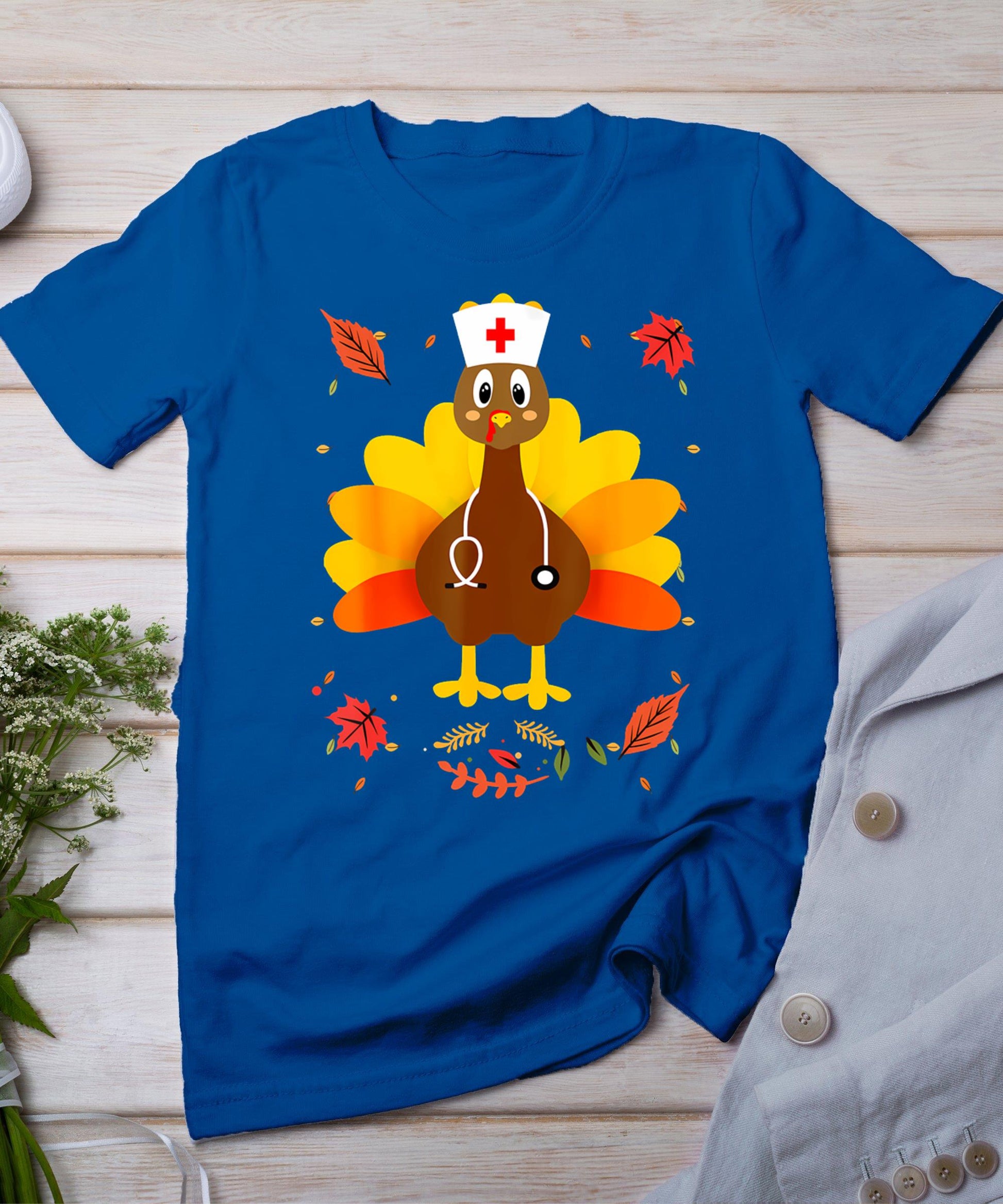 Thanksgiving Scrub Tops Women Turkey Nurse Holiday Nursing T-Shirt