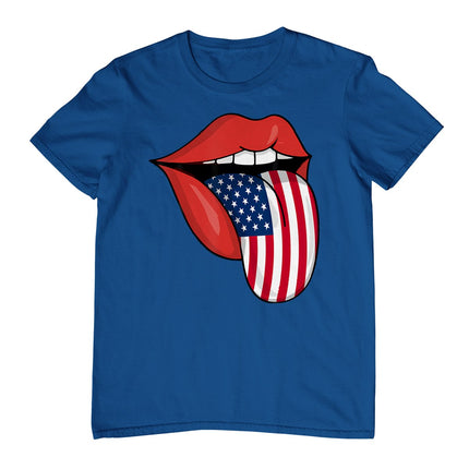 Usa Patriotic American Flag Tongue Lips 4th Of July T-Shirt