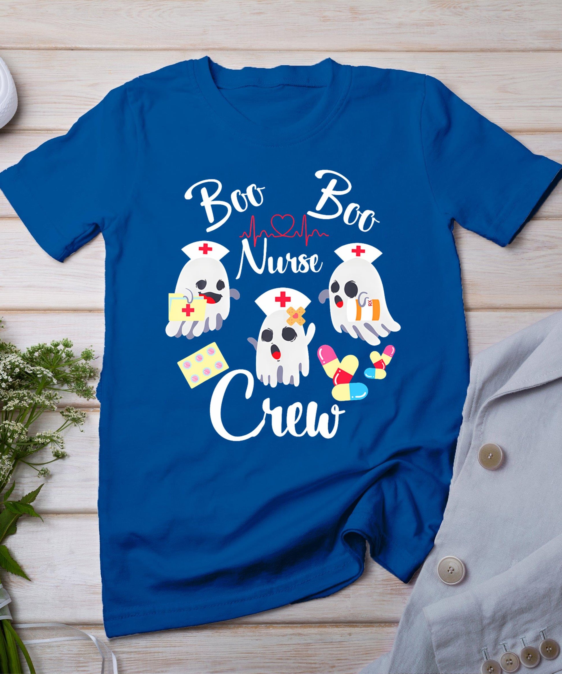 Boo Boo Crew Nurse Ghost Costume Funny Halloween Gift T-Shirt