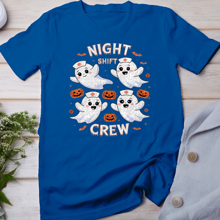 Night Shift Crew Funny Halloween Nursing Ghost Spooky Nurse T-Shirt