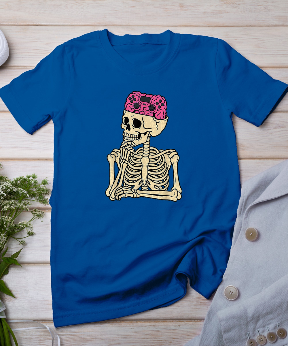 Halloween Skeleton Gamer Brain Men Teens Boys Gaming Boys T-Shirt