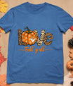 Hello Fall Pumpkin Love Fall Y'All Leopard Peace Love Fall T-Shirt