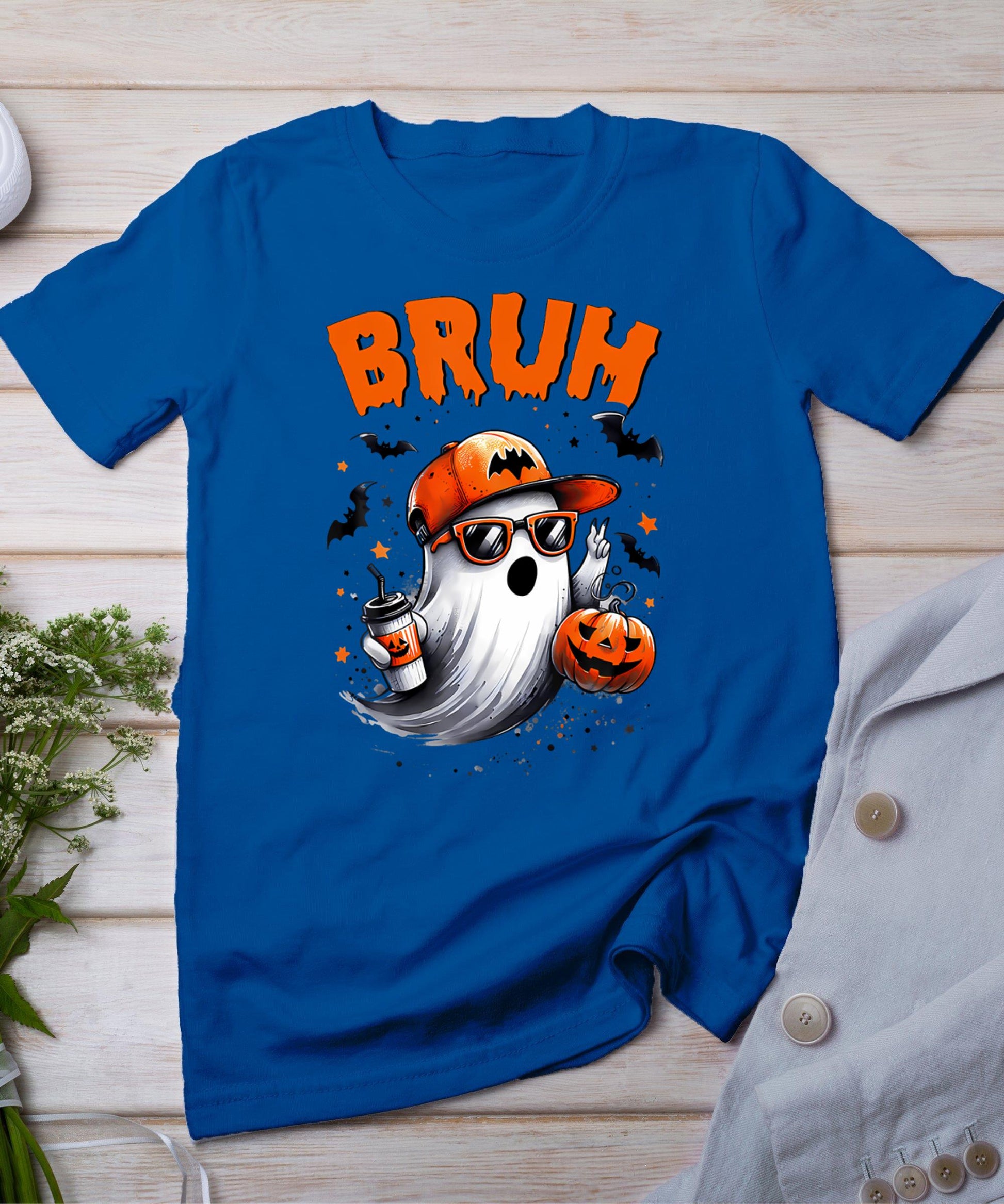 Bruh Ghost Halloween Cute Ghost Trick Or Treat Candy Kids T-Shirt