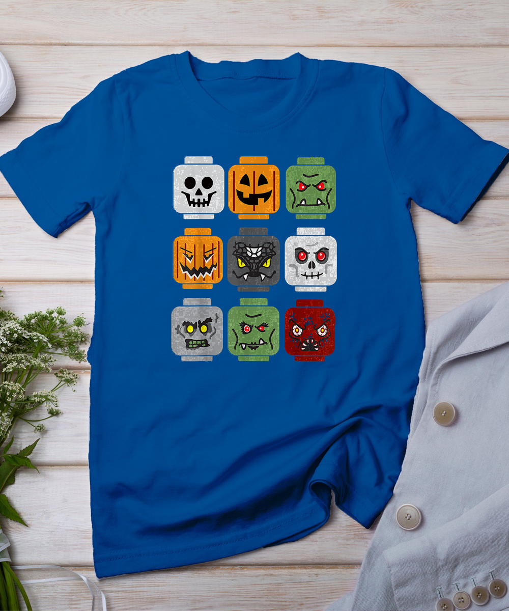 Halloween Building Brick Head Pumpkin Ghost Zombie Friends T-Shirt