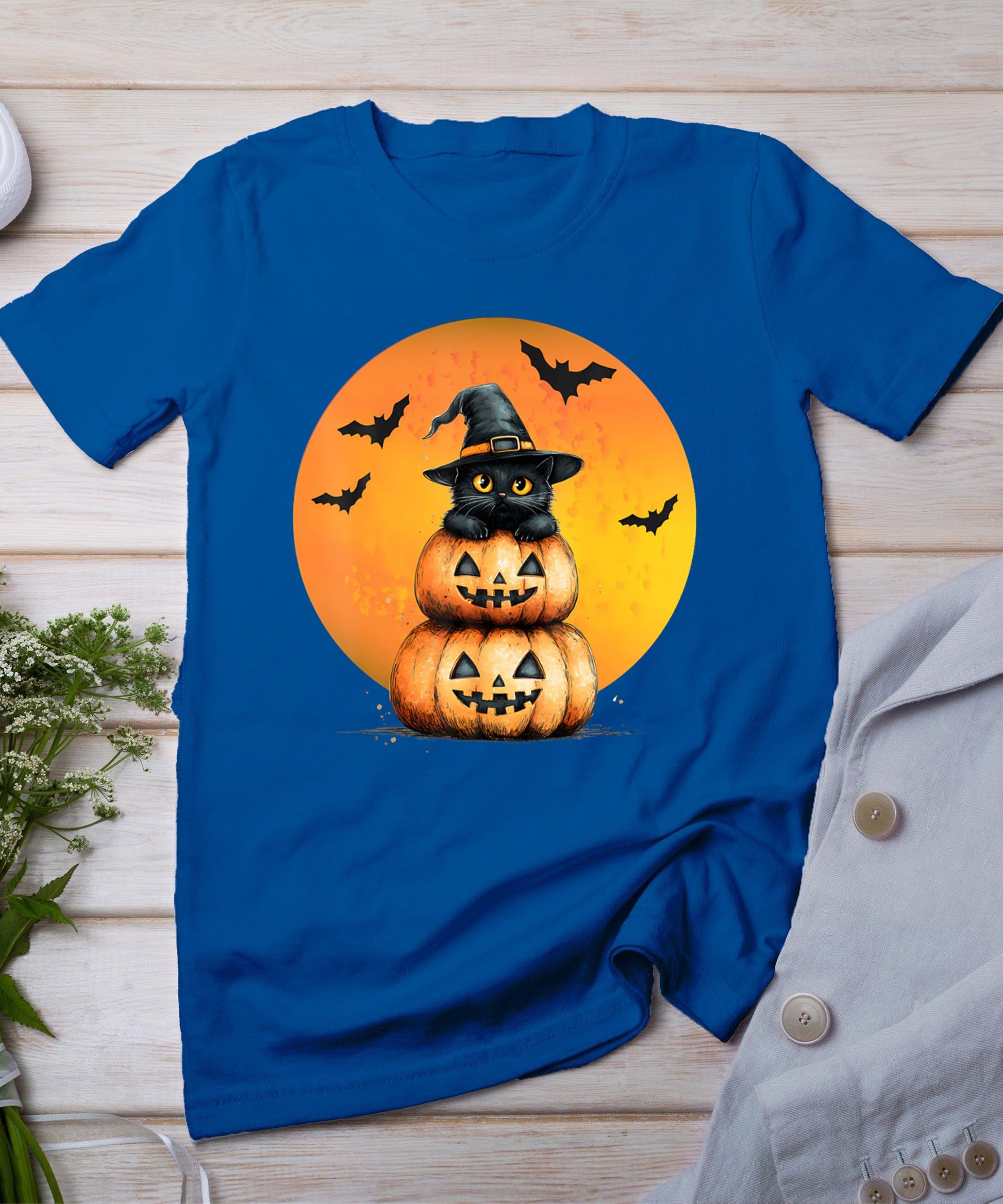 Halloween Cat Black Cat Halloween Scary Cat Angry Cat Funny T-Shirt