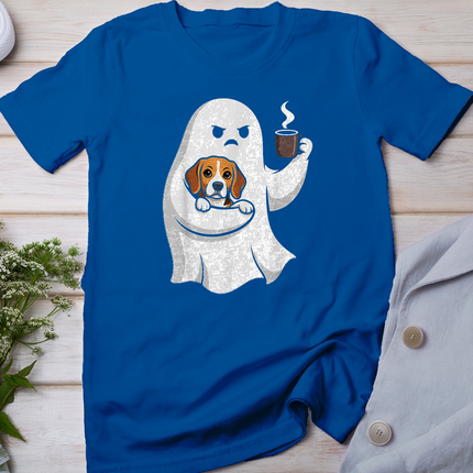 Cute Ghost Beagle Spooky Dog Funny Coffee Lover Halloween T-Shirt
