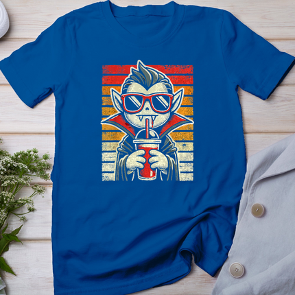 Retro Hipster Vampire with Smoothie Halloween Funny Vampire T-Shirt