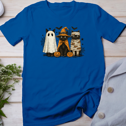 Retro Black Cat Witch Scary Halloween Pumpkin Women Men Kids T-Shirt