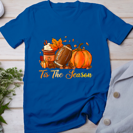 Pumpkin Spice Football Tis The Season Fall Thanksgiving T-Shirt