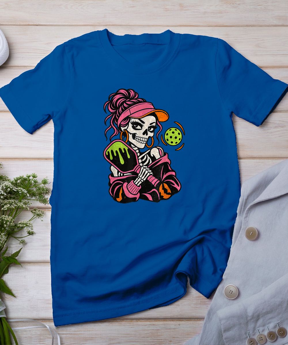Halloween Pickleball Skeleton Girls Women Halloween T-Shirt