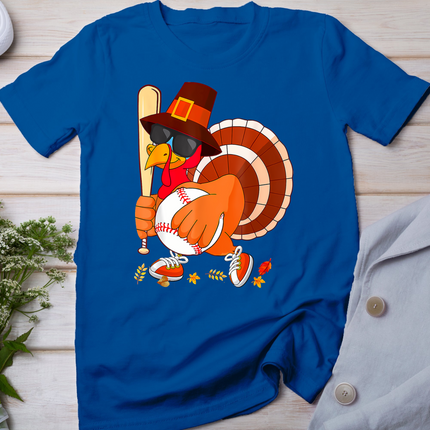 Turkey Playing Baseball Thanksgiving T-Shirt