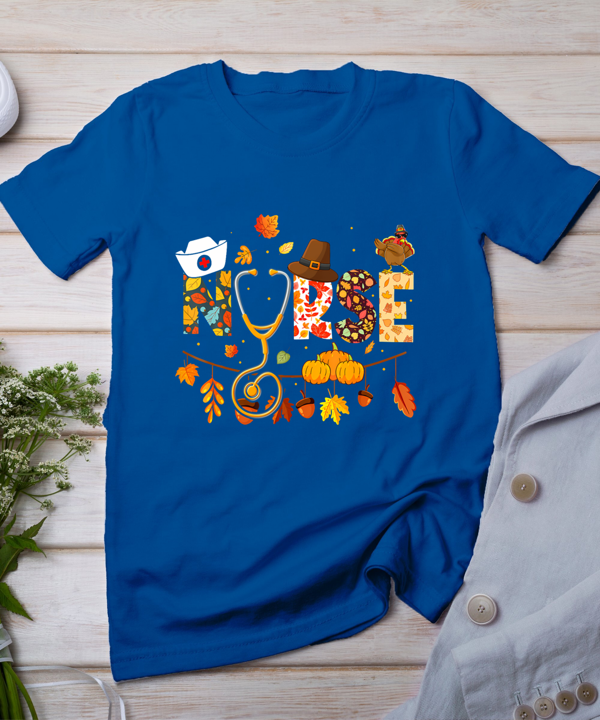 Nurse Thanksgiving Shirt Health Worker Nursing Fall Turkey T-Shirt