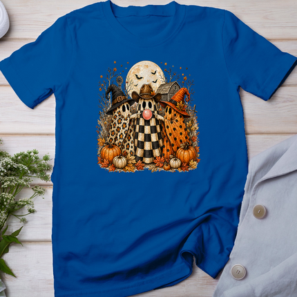 Halloween Ghost Popping Bubble Leopard Plaid Fall Pumpkin T-Shirt