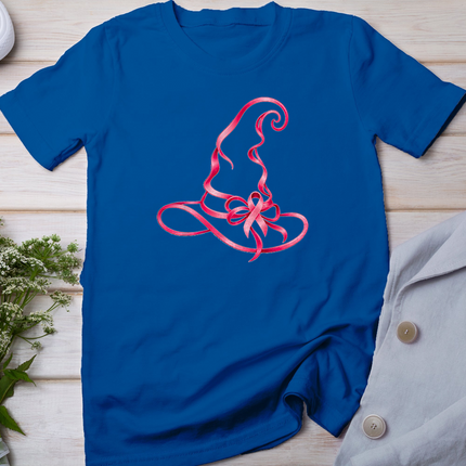 Pink Ribbon Witch Hat Breast Cancer Halloween Women T-Shirt