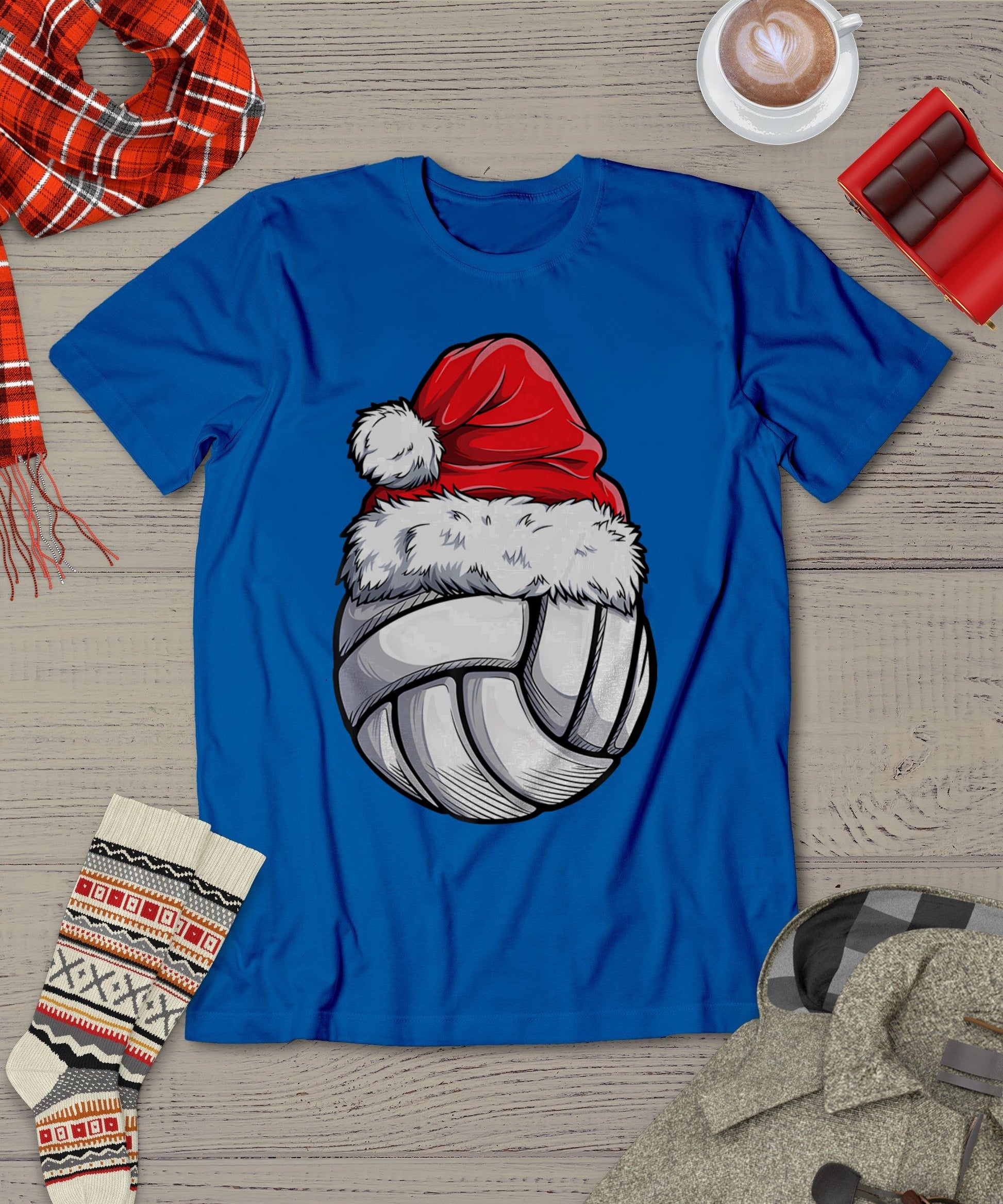 Christmas Volleyball Ball Santa Hat Funny Sport Xmas Girls T-Shirt