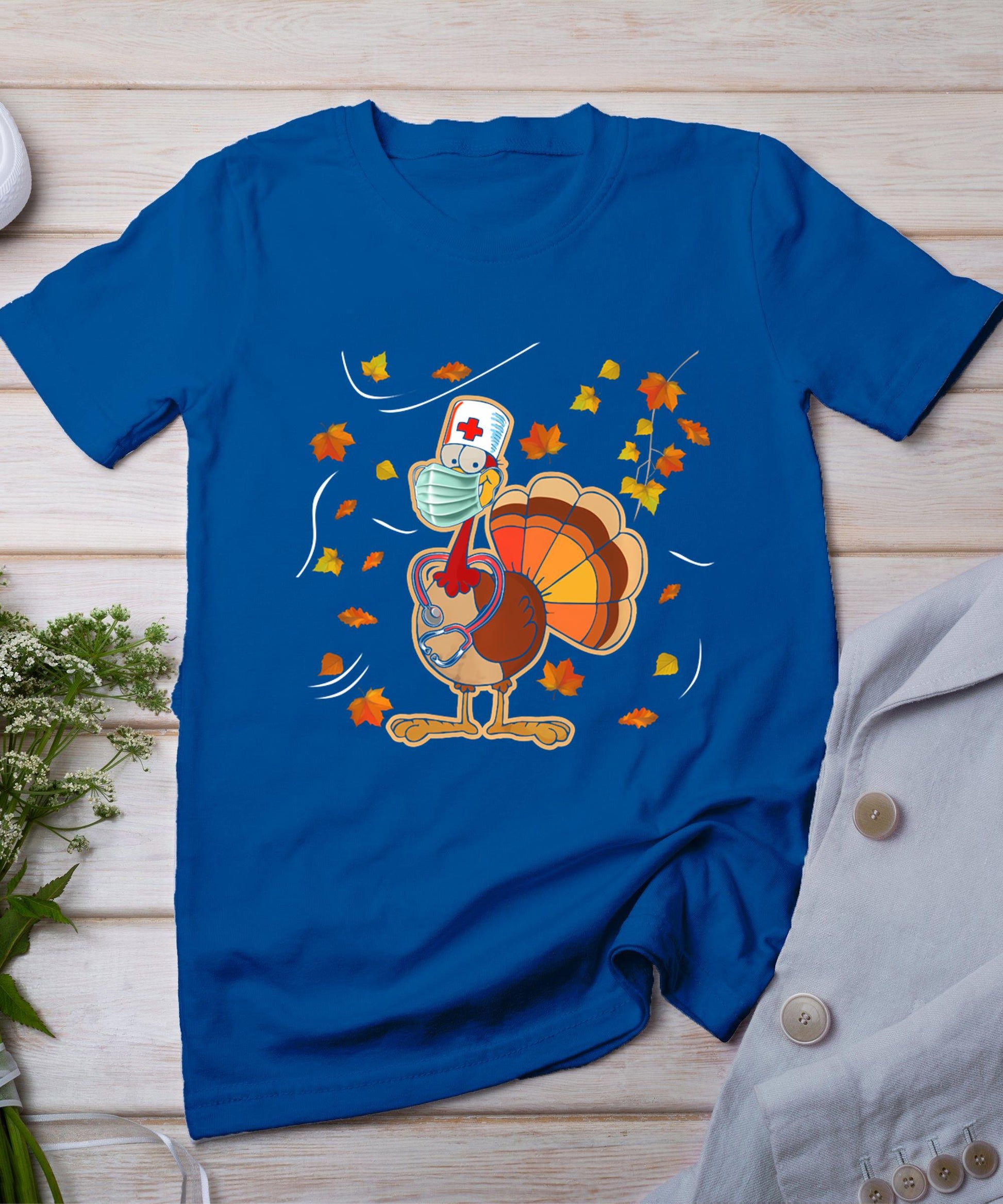 Thanksgiving Scrub Tops Women Turkey Nurse Holiday Nursing T-Shirt