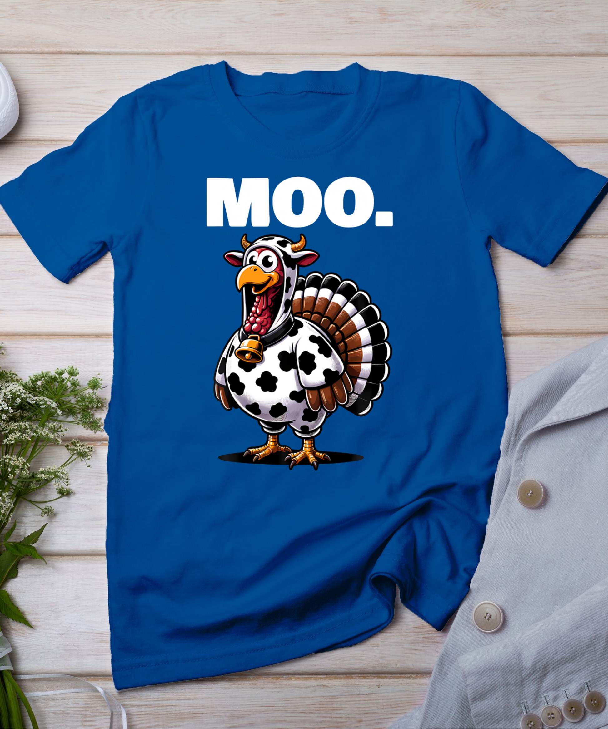 Turkey Moo Funny Thanksgiving Long Sleeve T-Shirt