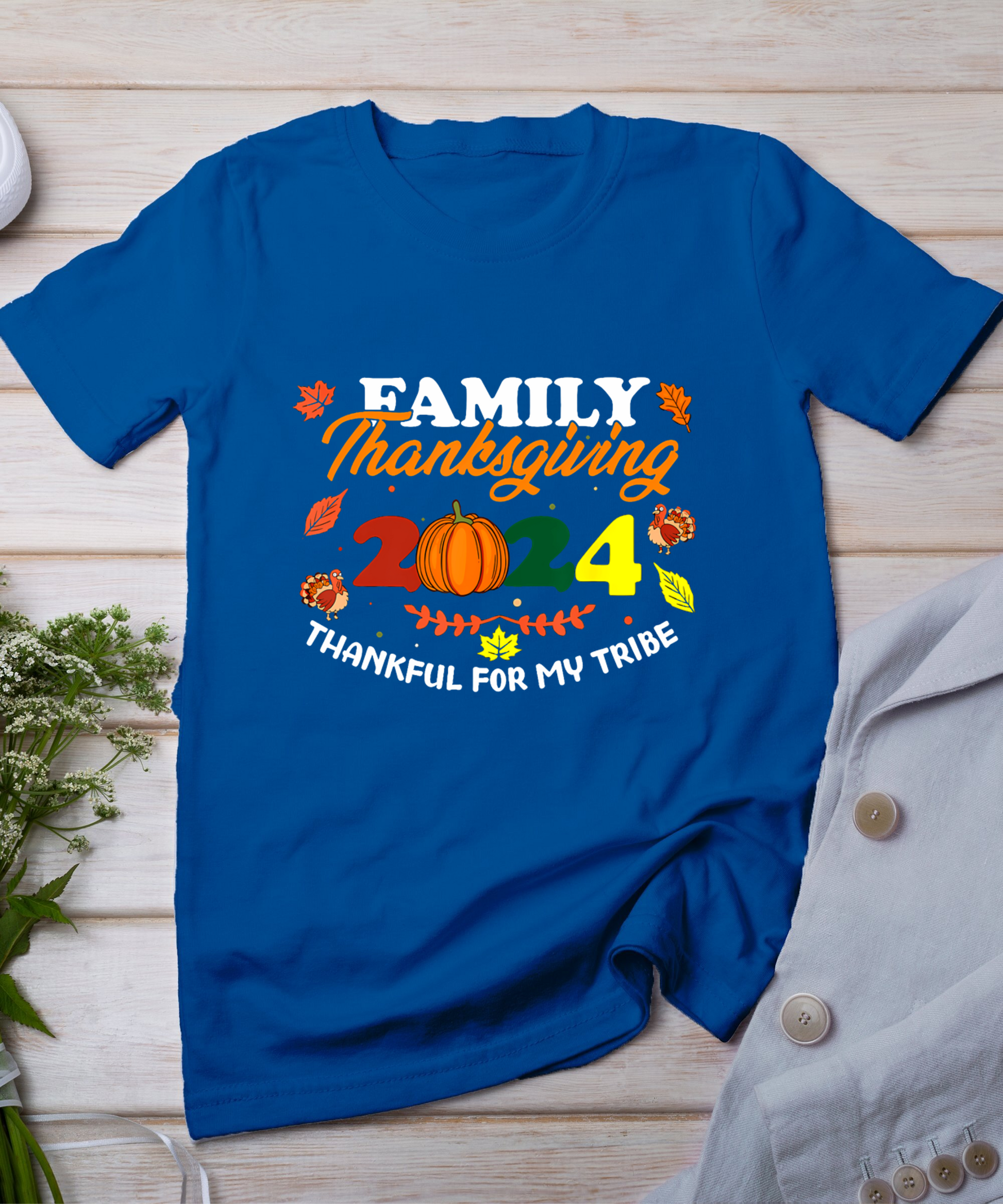 Family Thanksgiving 2024 Thankful For My Tribe Group Autumn T-Shirt