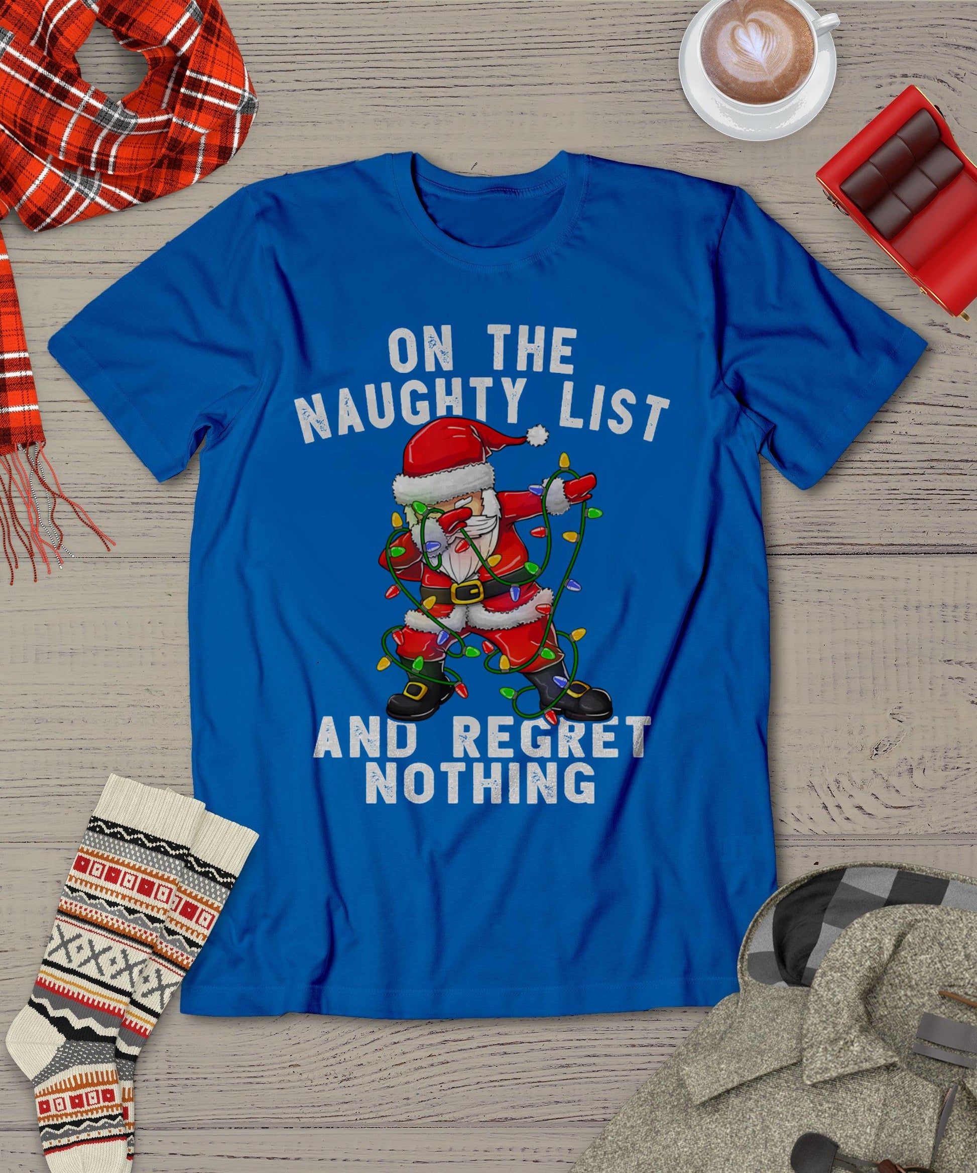 On The Naughty List And I Regret Nothing Shirt Dabbing Santa T-Shirt