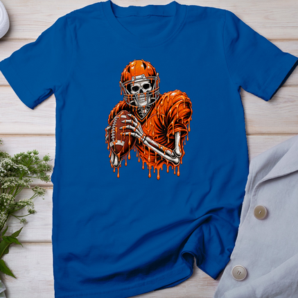 Skeleton Football Player Spooky Halloween Dripping Sports T-Shirt