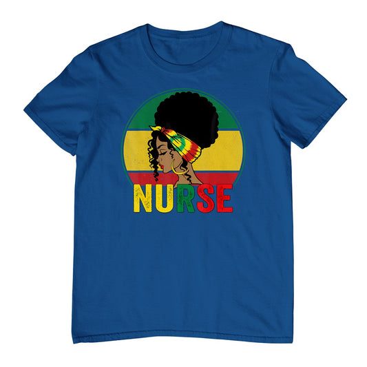 Black Woman Nurse Afro Melanin Vintage Black History Month T-Shirt
