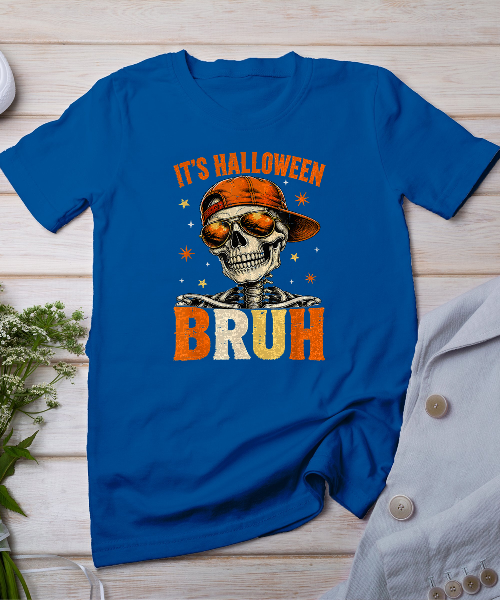 Bruh It's Halloween Funny Skeleton Trick Or Treat Boys Kids T-Shirt