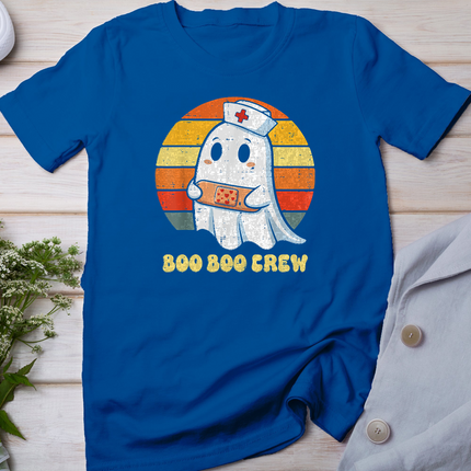 Halloween Nurse Ghost Boo Crew RN Costume Scrub Top Women T-Shirt